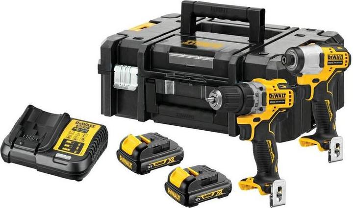 Actual product image DeWalt COMBO SET 12.0V DCK2110C2T (DCD701 + DCF801) 2x1.3Ah TSTAK II (Rechargeable battery operated)