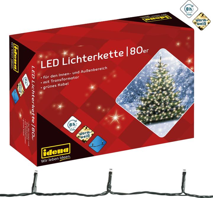 Actual product image Idena LED fairy lights 80 warm white, outdoor (8 m)