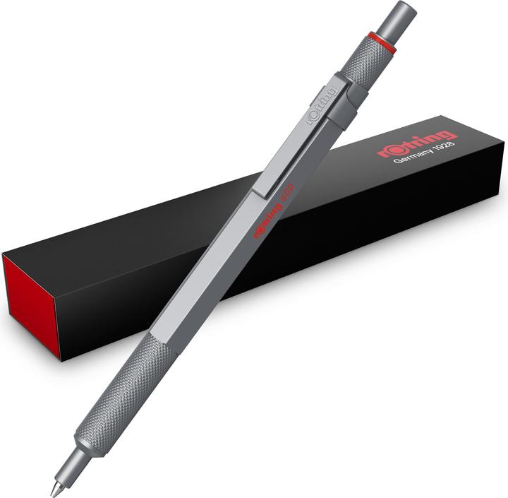 Actual product image Rotring 600 Gel Pen | 0.55 mm | Black Ink | Silver Metal Body Pen | Non-Slip Knurled Grip & Hexagonal Ba... (Black-Silver, 1 x)