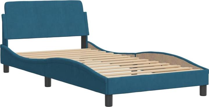 Actual product image VidaXL Bed Upholstered bed Bed frame Single bed with mattress Blue 100x200cm Velvet (100 x 200 cm)