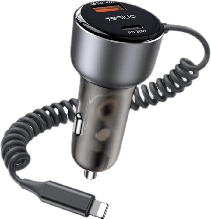 Yesido Y57 Chargeur de voiture super rapide 50W avec câble Lightning