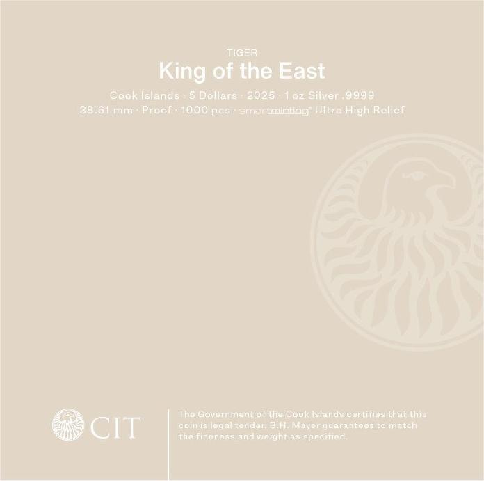 Produktbild CIT Coin Invest Silber King of the East - Tiger 1 oz PP - Ultra High Relief (1.00, 2025)