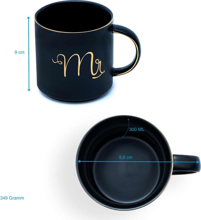Image du produit Intirilife Tasse à café avec bord doré et inscription Mme Mariage (300 ml, 1 x)