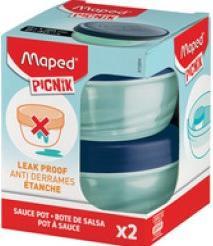 Produktbild Maped PICNIK Dressingbox ORIGINS, rund, 2er-Set, 40 ml aus PP, Behälter transluzent, Deckel blau, auslauf