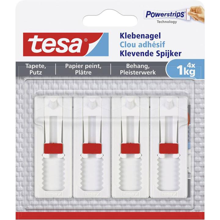 Actual product image tesa Adhesive nail for wallpaper & plaster, 1kg holding power, height-adjustable, can be removed without