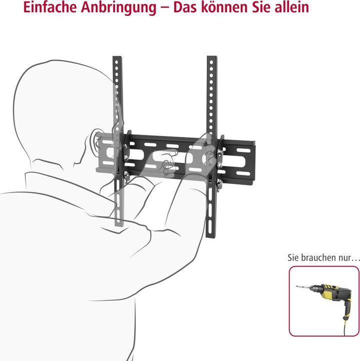 Actual product image Hama TV wall bracket, inclinable, 191 cm (75") up to 40 kg (Wall, 75", 40 kg)