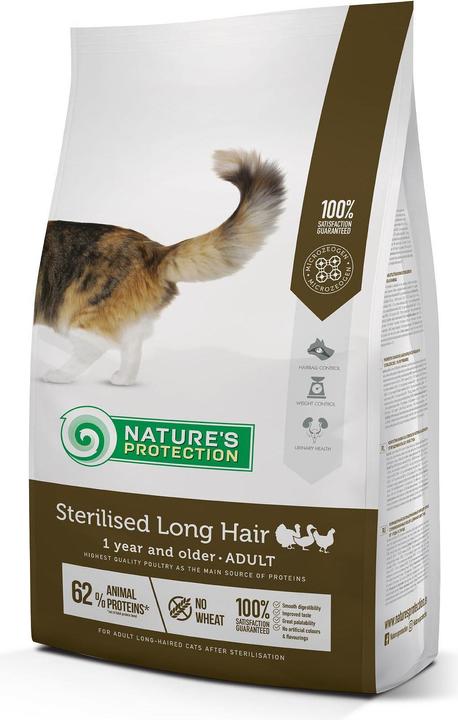 Immagine prodotto Natures Protection Pelo lungo sterilizzato per gatti a partire da 1 anno con volaille, 2kg (Adulto, 6 pz., 2000 g)