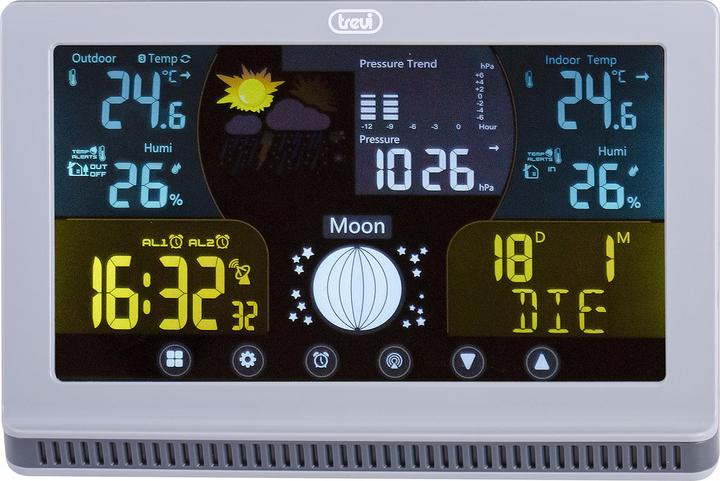 Produktbild Trevi Wetterstation mit grossem LCD-Farbdisplay, Touch-Bedienung, funkgesteuerter 12/24, Barometer