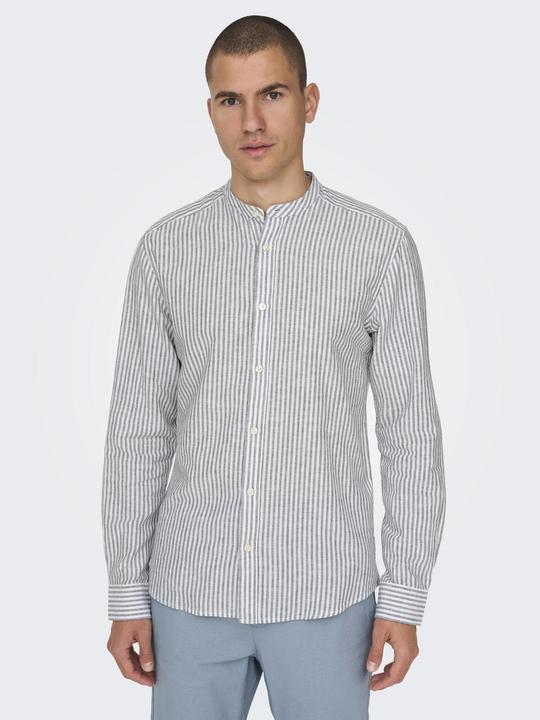 Only & Sons Onscaiden Life Ls Mao Stripe Linen Noos (XS)