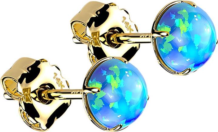 Image du produit Star Piercing Clou d'oreille en or 14k avec opale bleue (sans laiton, Or 14k)