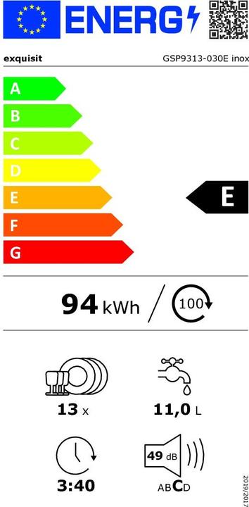 Etichetta energetica Exquisit GSP9313-030E inox