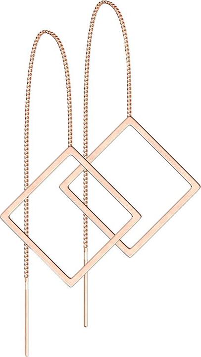 Immagine prodotto Star Piercing Orecchini con catena a caduta libera in oro rosa con quadrato (senza ottone, Acciaio chirurgico 316L)