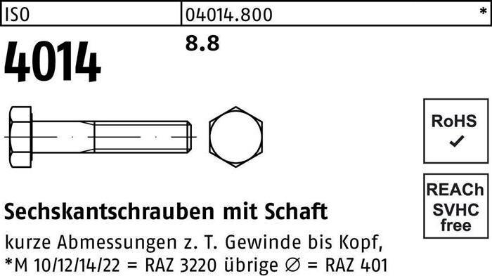 Produktbild Sechskantschraube DIN 931 m.Schaft M 7 x 80 8.8 (200 Schrauben pro Stück)