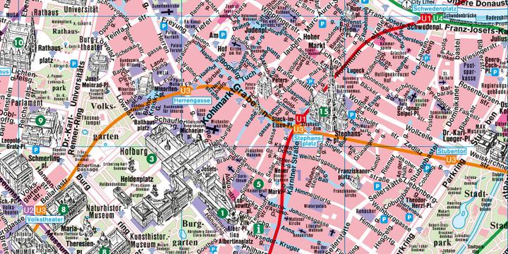 Immagine prodotto Mappa di Vienna di Freytag Berndt, Mappa turistica di Vienna.