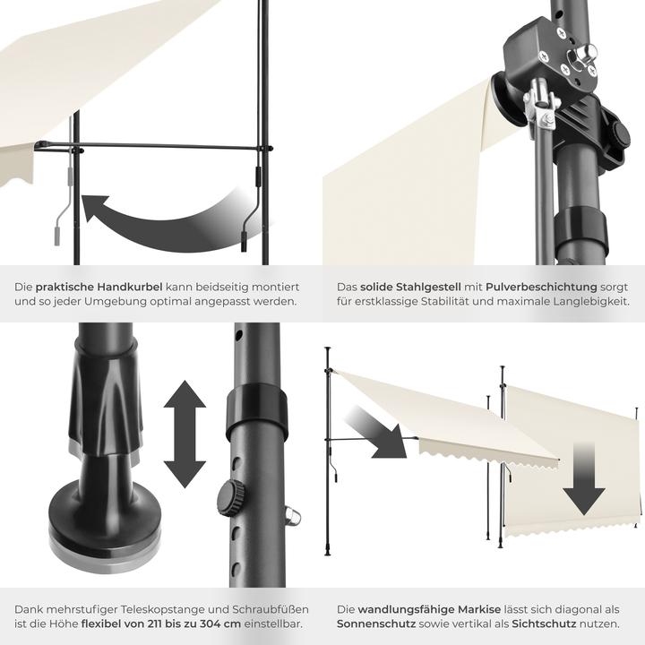 Actual product image tectake Tenda a morsetto con manovella, altezza regolabile (3.50 m)