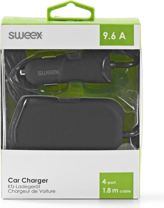 Image du produit Sweex Chargeur de voiture 4 sorties 9.6 A USB noir
