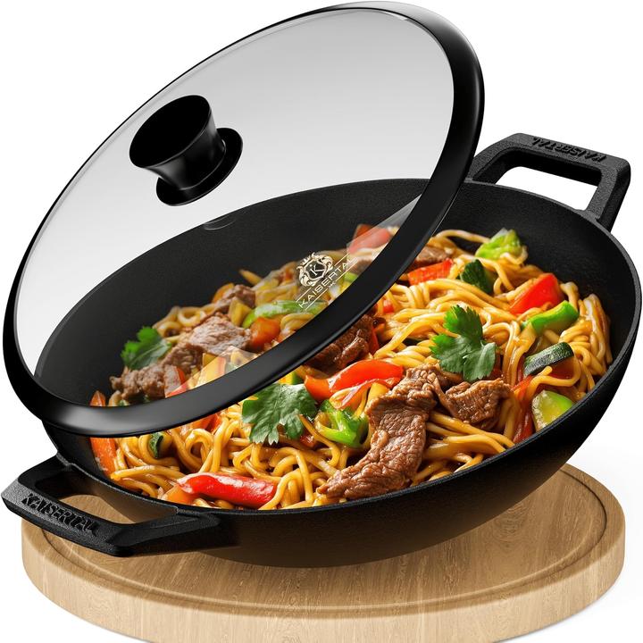 Produktbild Kaisertal Wok mit Deckel (32 cm, Wok Pfanne, Gusseisen)