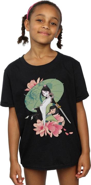 Actual product image Disney Girls Mulan Magnolia Collage Cotton T-Shirt (140, 146)