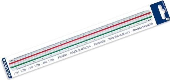 Produktbild Staedtler Dreikant-Massstab Mars 561 98-4BK, weiss aus Kunststoff, farbige Hohlkehlen, geprägte Teilung (33 mm)