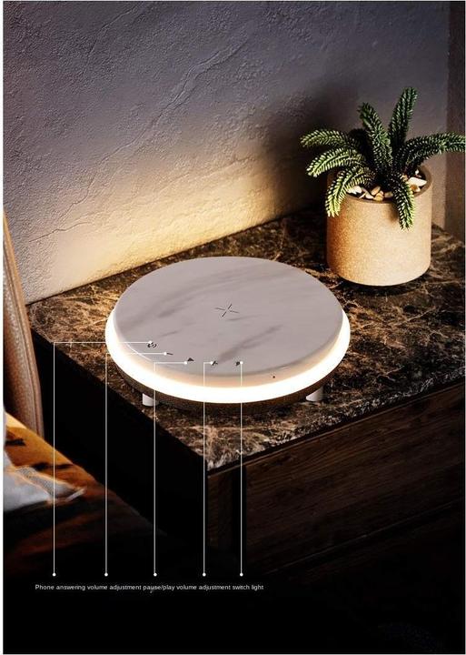 Produktbild PhoneLook Bluetooth Lautsprecher + Kabellose Qi wireless Ladestation 10W mit LED Licht aus Marmor
