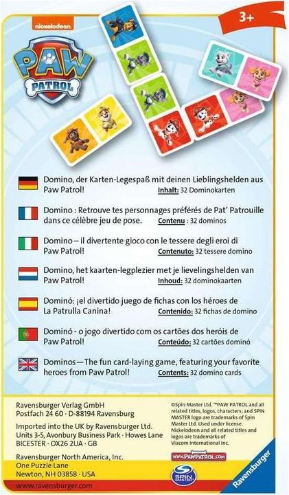 Actual product image Ravensburger Paw Patrol Domino (German, English, French, Dutch, Portuguese, Spanish)