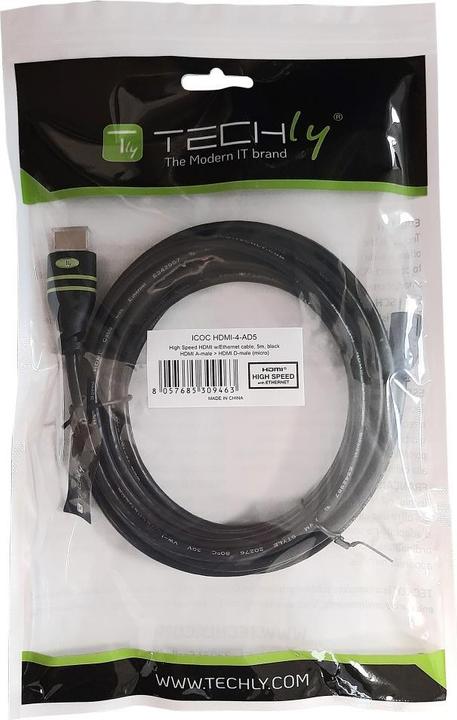 Actual product image Techly HDMI (Typ A) — micro HDMI (Typ D) (3 m, HDMI)