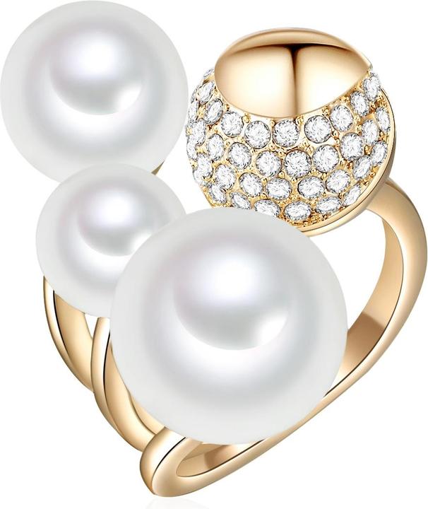 Lulu & Jane Damen Messing Glas Muschelkernperle gelbgold - 29725