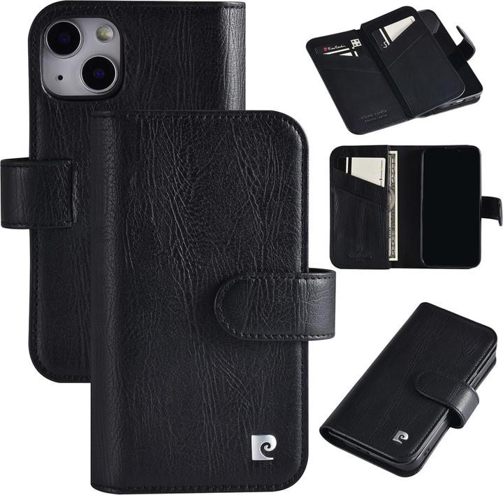 Image du produit Pierre Cardin Étui iPhone 13 Mini - Étui livre en cuir véritable noir & 6 emplacements pour cartes (Apple iPhone 13 mini)