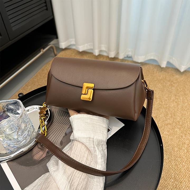 Actual product image Only-Bags.Store Elegante schwarze Kunstleder-Kreuztasche, einfarbig, verstellbarer Riemen, Reissverschluss