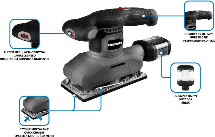 Actual product image Graphite sander Siling sander (260W sander, 90 x 187 mm feet) (Eccentric grinder, 260 W)