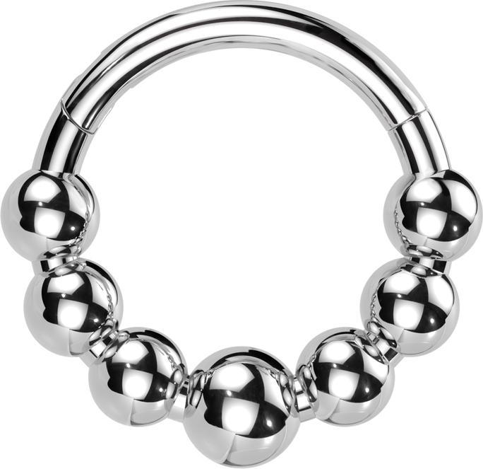 Star Piercing Micro Segmentring klappbar silber sieben Kugeln (ohne Messing, Titan G23)