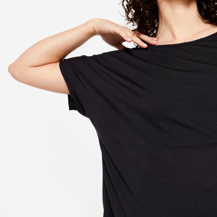 Produktbild Domyos Tanz-Shirt Damen kurzarm fliessend Modern Dance - schwarz (XS)