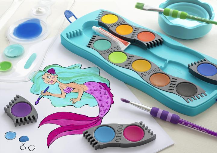 Image du produit Faber-Castell Gouache Connector boîte de peinture turquoise avec 12 (Turquoise, 12 ml)