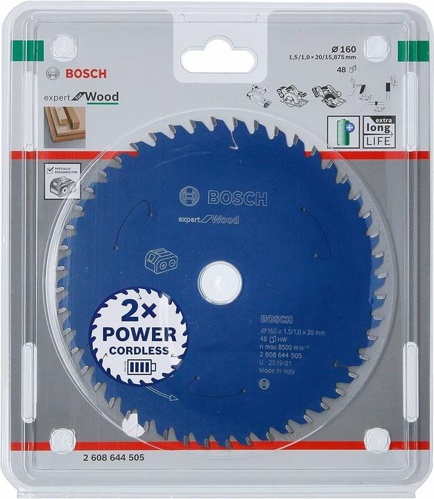 Immagine prodotto Bosch Professional Zubehör Lama circolare a batteria Expert per legno, 160 x 1,5/1 x 20, 48 denti