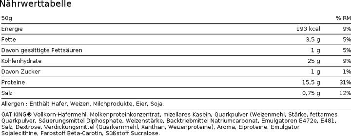 Nährwerte und Zutaten Oat King Protein Pancake (500g Dose) (Neutral, 1 Stk., 500 g)