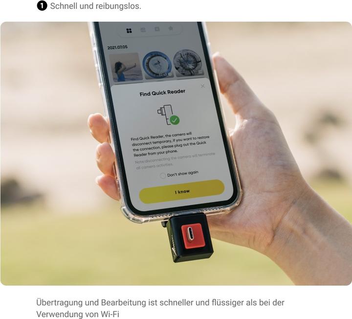 Produktbild Insta360 Quick Reader Horizontal version (ONE R) (One R, One RS, Android, iPhone)