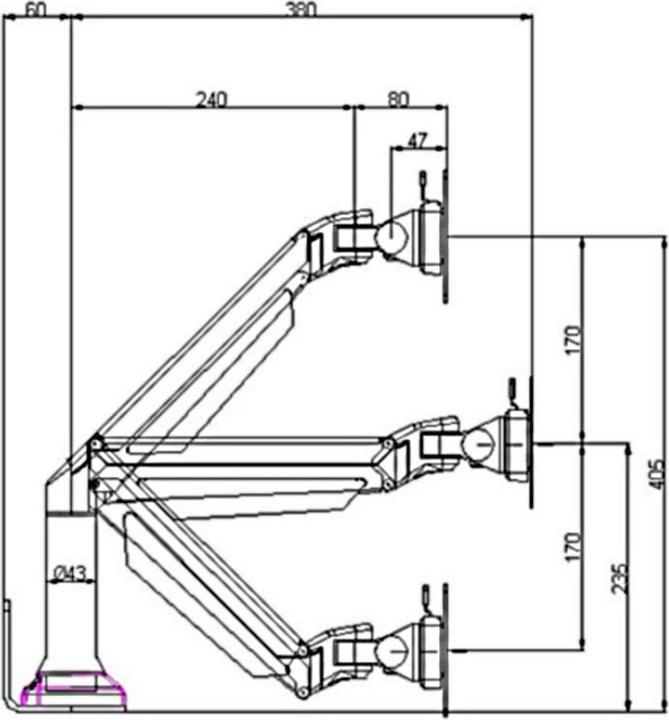 Produktbild Multibrackets MB Gasgelenk-W+T Halter (Tisch, 32")