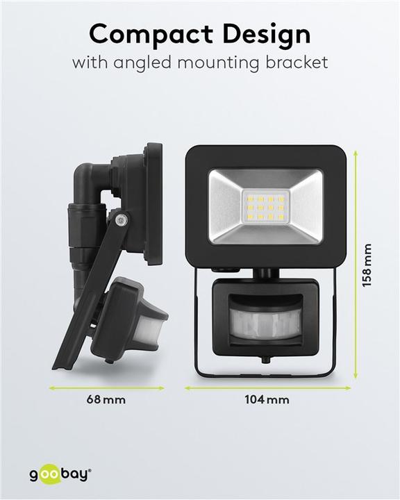 Actual product image Goobay LED outdoor spotlight, 10 W, with motion detector (850 lm, IP44)