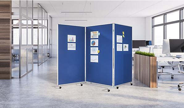Produktbild eurokraft basic Präsentationswand, faltbar und mobil, HxBxT 1905x3040x50 mm, blau (190.5 x 304 x 50 cm)