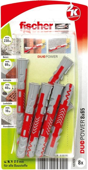 Fischer DUOPOWER 8x65 K 8 537612 (8 pcs.)
