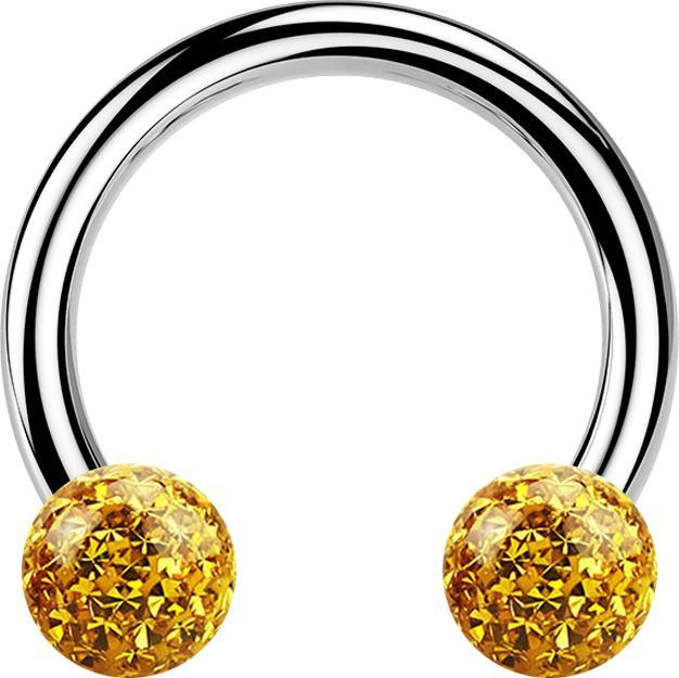 Image du produit Star Piercing Circular Barbell argent avec deux boules de cristal topaze époxy de protection (Acier chirurgical 316L)