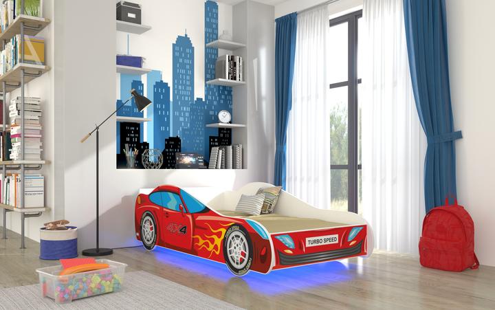 Produktbild ADRK Furniture Bett mit Matratze und Beleuchtung LED AUTO 4x4 160x80 (160 x 80 cm)