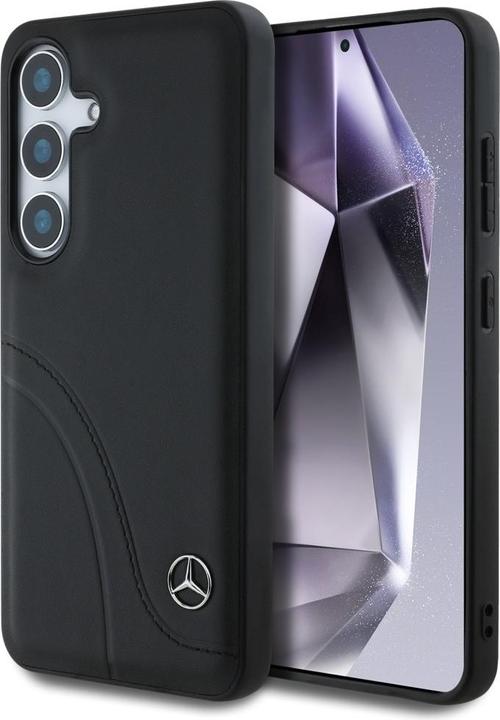 Image du produit Mercedes Leather Curved Stitches Case for Samsung Galaxy S25 - Black (Samsung Galaxy S25)