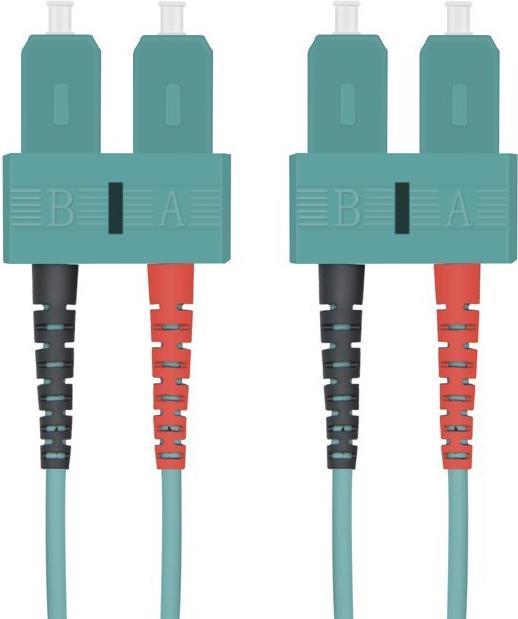 Image du produit Helos Câble patch fibre optique SC/SC Duplex 50/125µm OM3 aqua 0,5m (U/FTP, CAT6, 0.50 m)