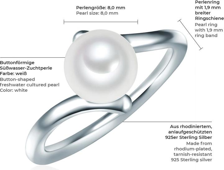 Image du produit Valero Pearls Femme argent sterling perle d'eau douce de culture argent - 11336 (52, Argent 925)