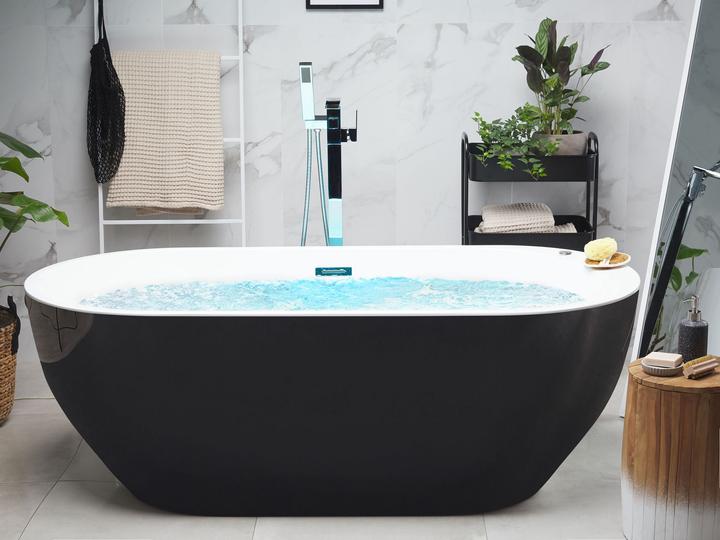 Produktbild Beliani Whirlpool Badewanne freistehend schwarz mit LED 170 x 80 cm NEVIS (264 l, 80 cm)