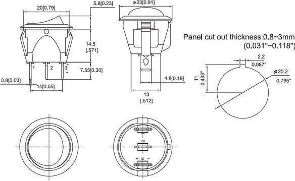 Produktbild Velleman Black Rocker Switch Button 1P Spst Off-On