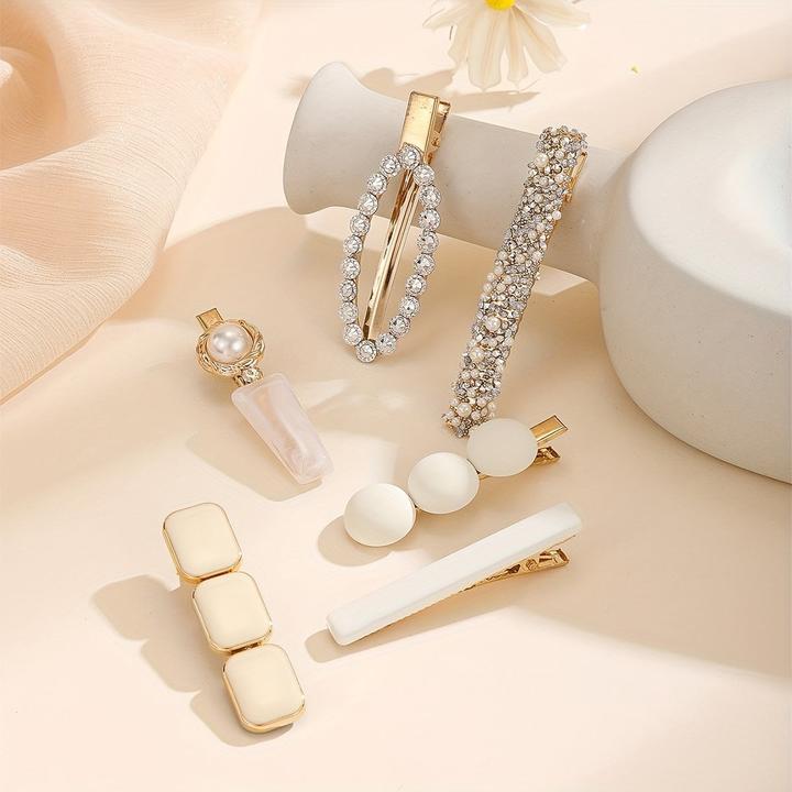 Activity Board 6 Stück/Set Elegant Clip Strass Faux Perlen Dekor Haar rutschfest Haarschmuck Clip (6 Stk.)