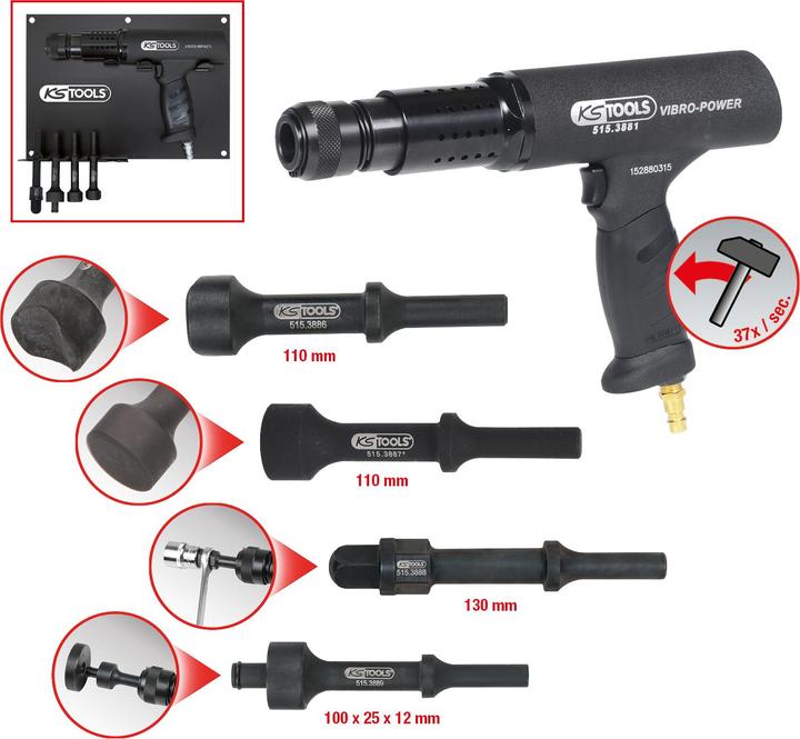 Actual product image KS Tools Vibro-Power pneumatic chisel hammer set. 6 pcs. 51 (USB power delivery)