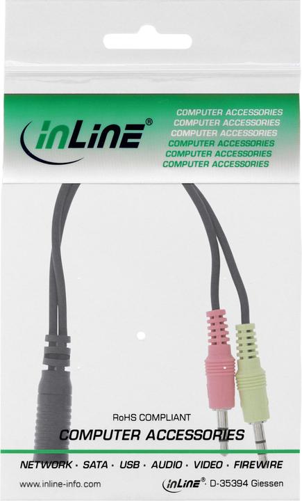 Immagine prodotto InLine Adattatore per cuffie (0.15 m, Connettore da 3,5 mm (AUX))